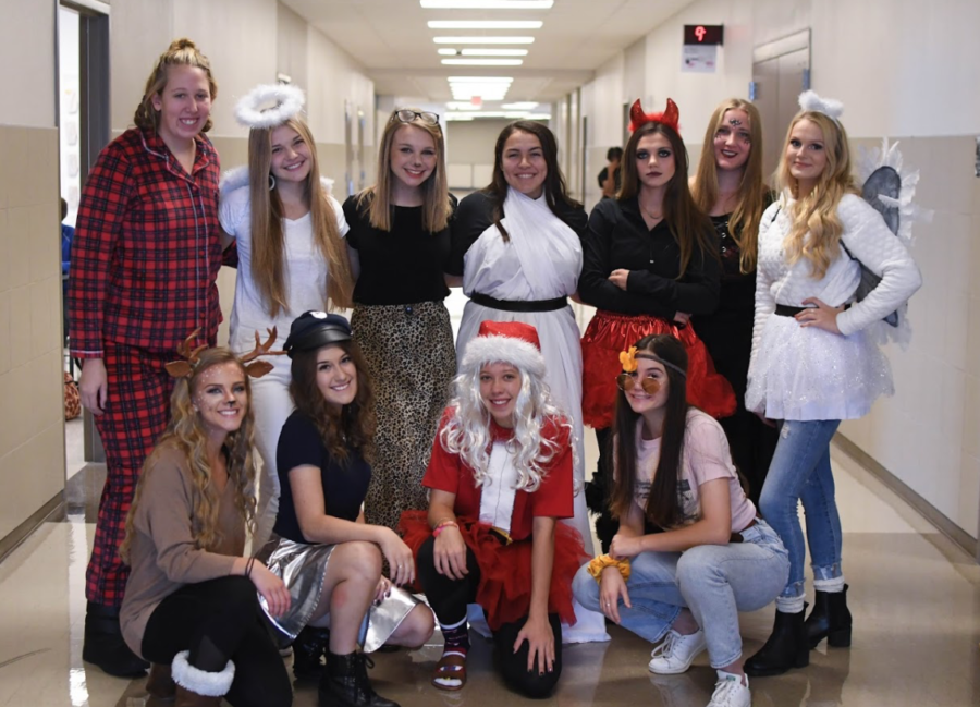 Students scare away drugs on Halloween. 