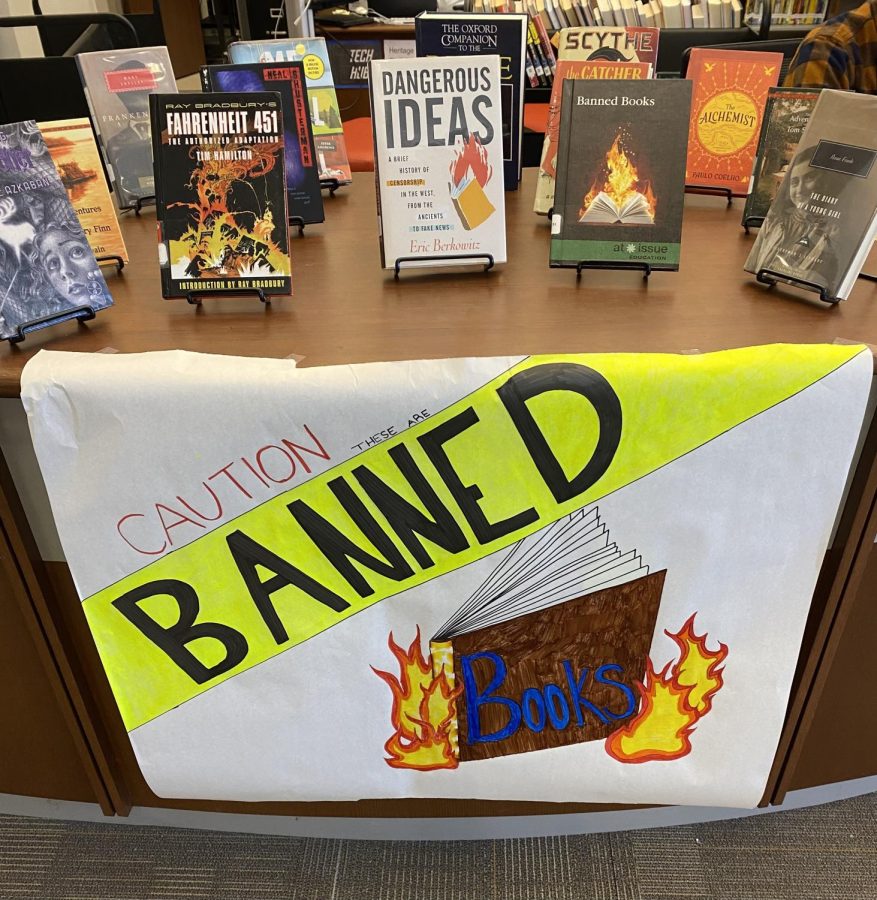 On a display in the library, many previously banned books are set out for any students to see. The collection was created by Stephenson in honor of Banned Book week. People have a lot of questions about it, so really that’s the big thing that we’re doing, Stephenson said. It’s just fielding conversations about whats been banned in the past, why they’ve been banned, and talking about why we want to try to protect books even if we dont necessarily agree with their contents.”