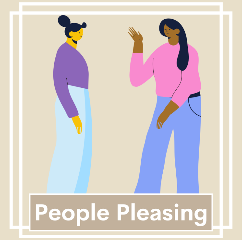 People pleasing graphic illustration made in Canva by Gabriela Whitt.