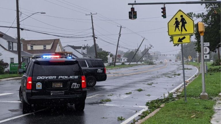 Large Tornado Strikes Dover, Delaware, With Debris Scattered Across Roads as Emergency Crews Rush Into Damaged Areas