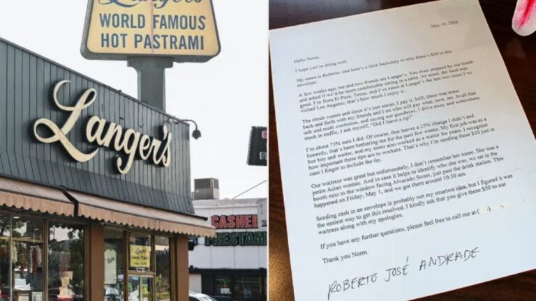 Texas Man Sends $50 to Los Angeles Waitress Weeks After His Meal Because He Was Worried He Forgot to Tip