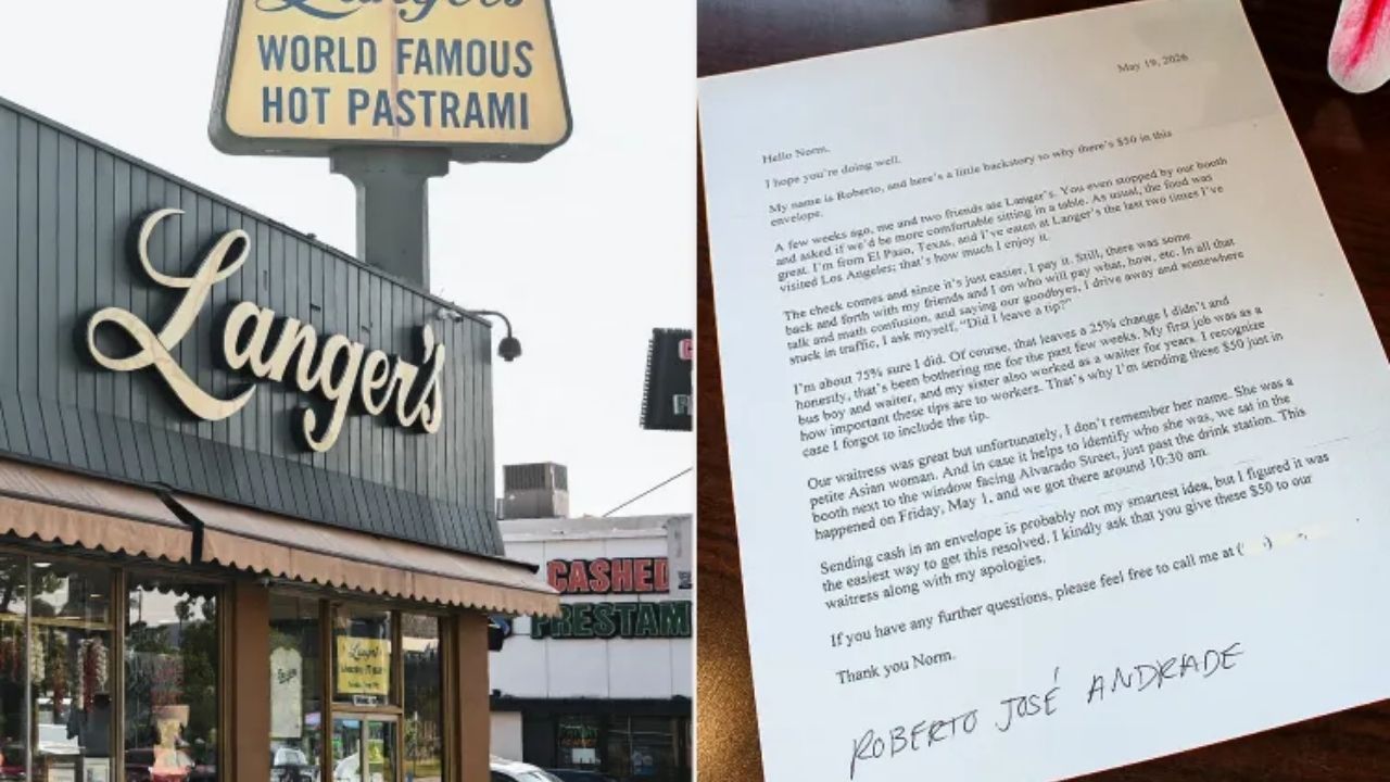 Texas Man Sends $50 to Los Angeles Waitress Weeks After His Meal Because He Was Worried He Forgot to Tip